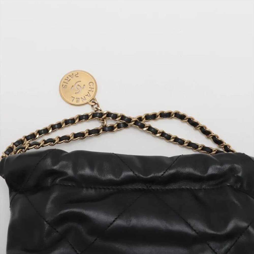 "Chanel Chanel 22 shiny calfskin Chain Shoulder Bag Black Gold Metal Fitting Pro - Picture 5 of 9